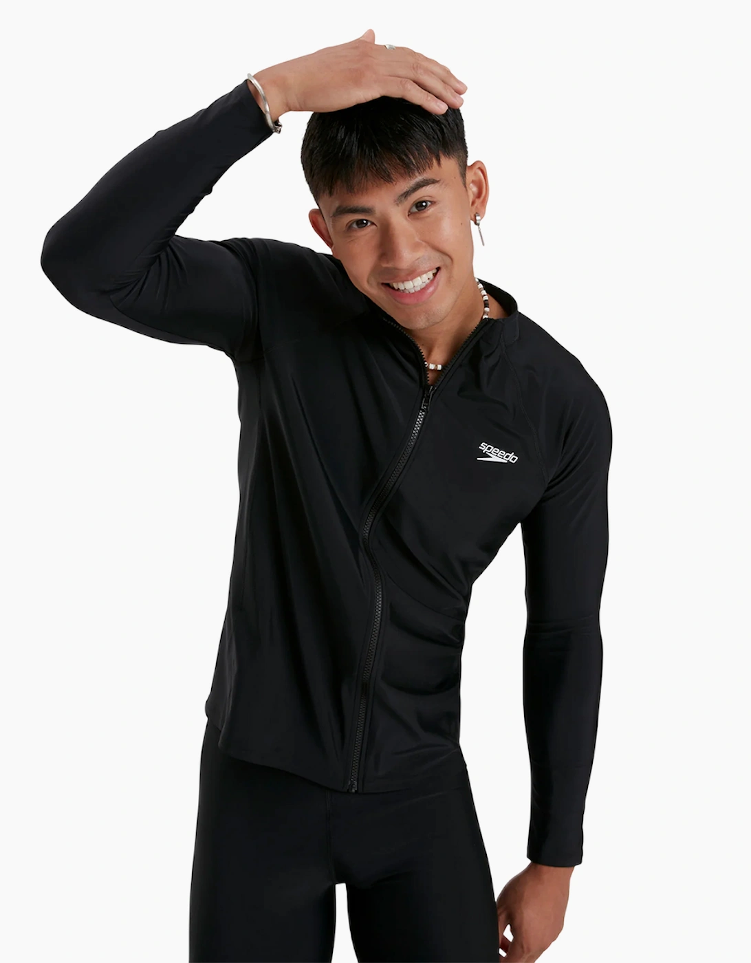 Speedo Mens Full Zip Long-Sleeved Rash Top