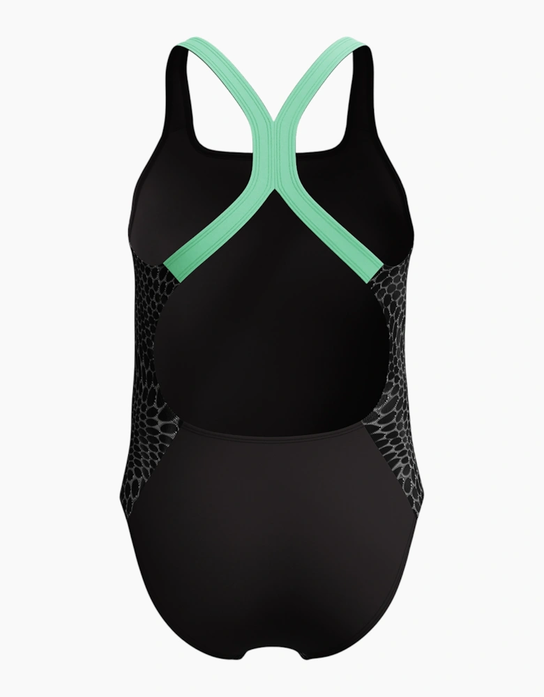 Speedo Girls Snake Print Powerback One Piece Swimsuit