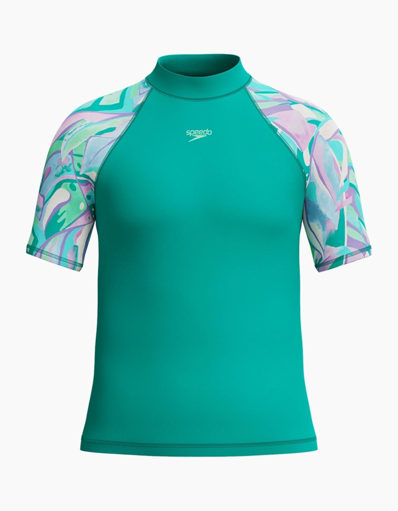 Speedo Girls Sun Abstract Short-Sleeved Rash Guard