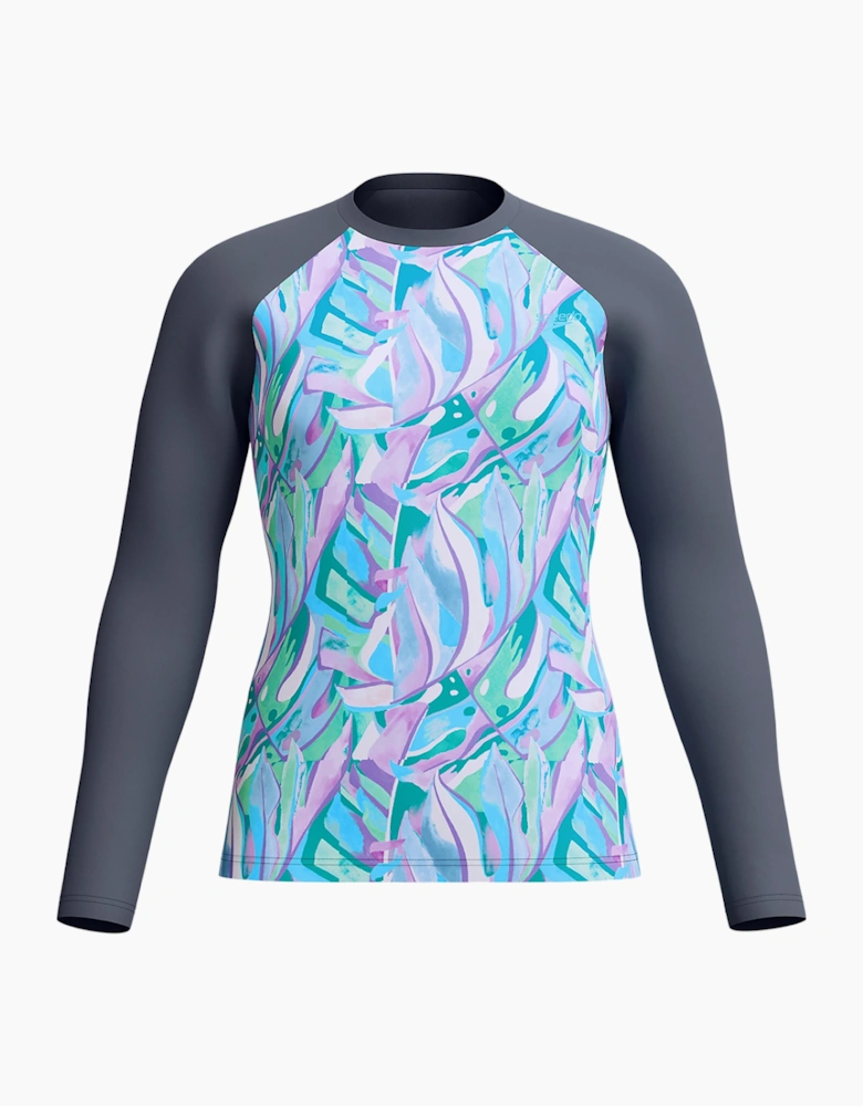 Speedo Womens/Ladies Logo Printed Long-Sleeved Swim Top