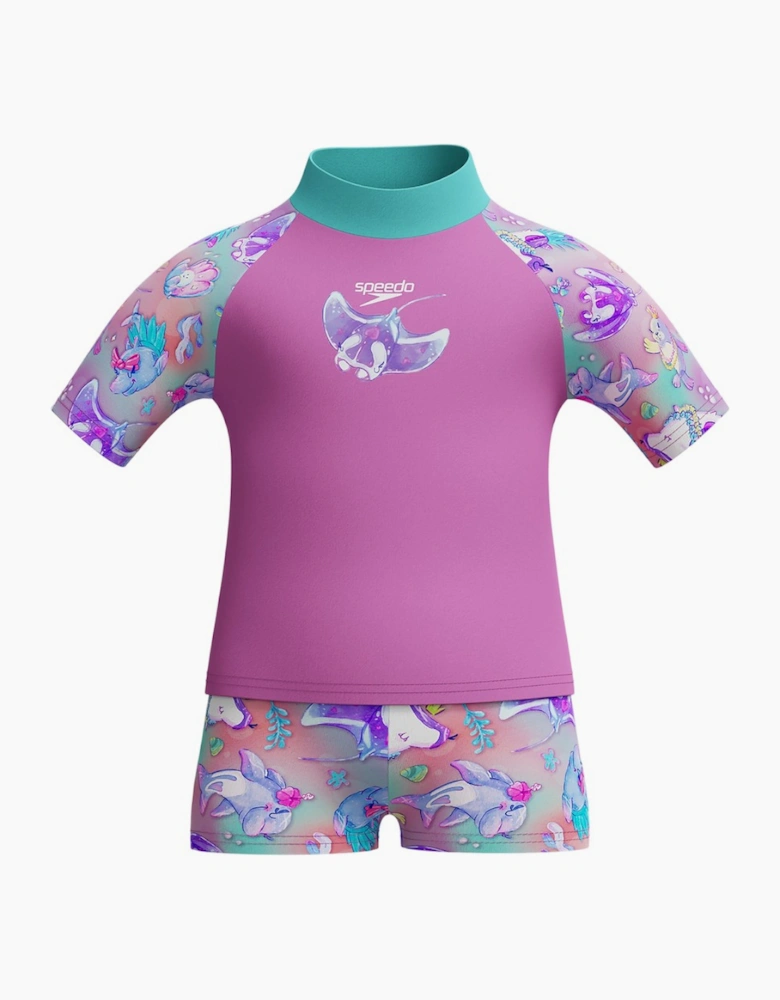 Speedo Girls Marine Animals Short-Sleeved Rash Top Set
