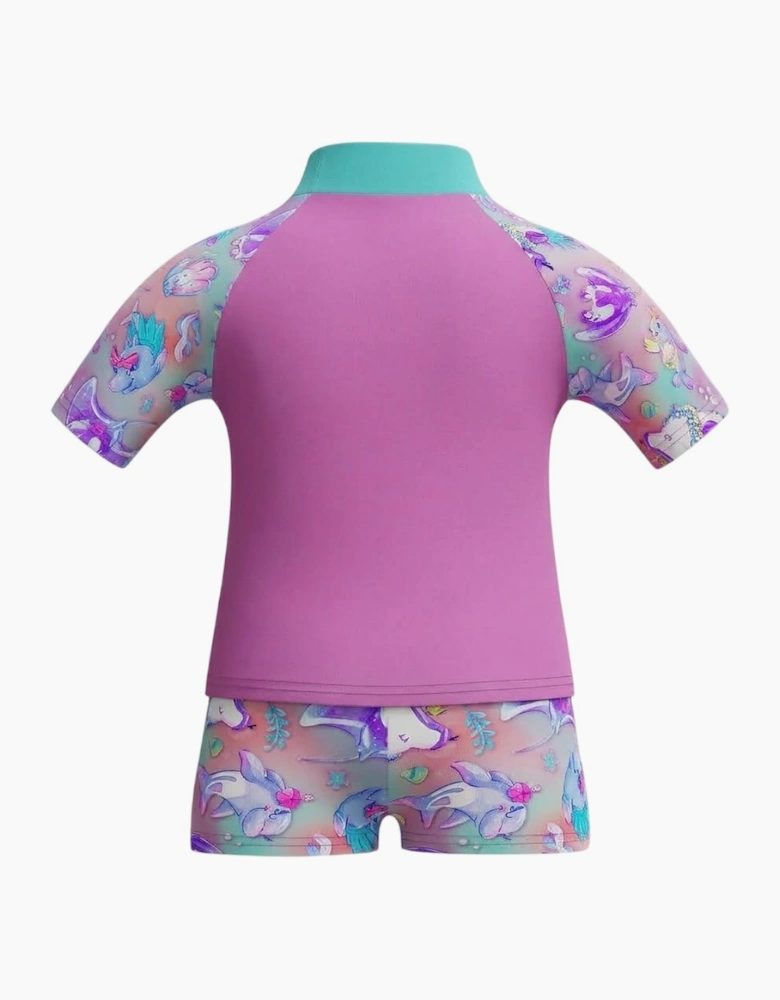 Speedo Girls Marine Animals Short-Sleeved Rash Top Set