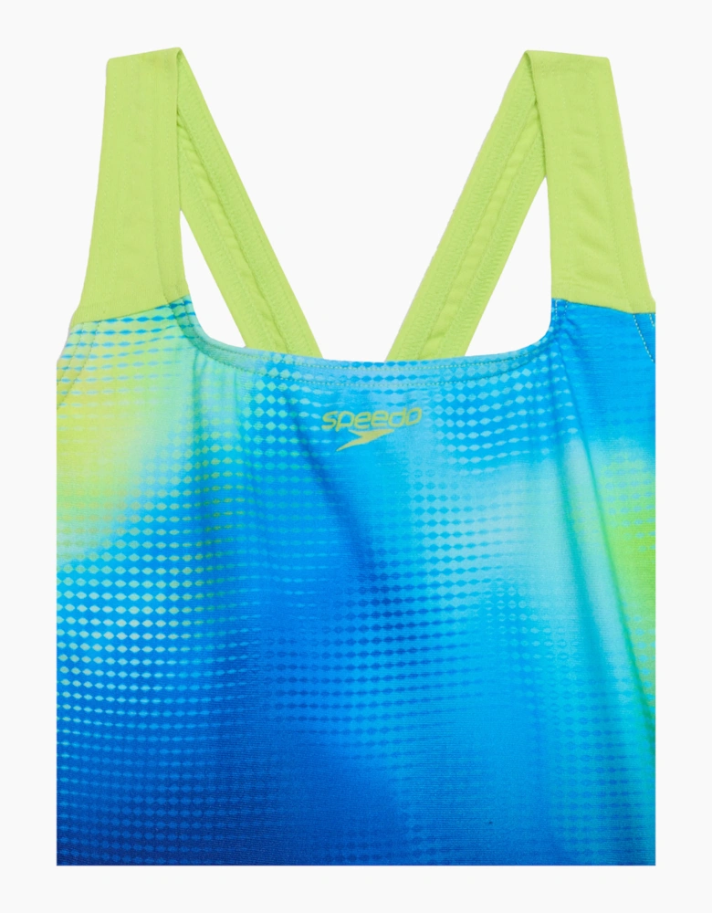 Speedo Girls Printed Powerback One Piece Swimsuit