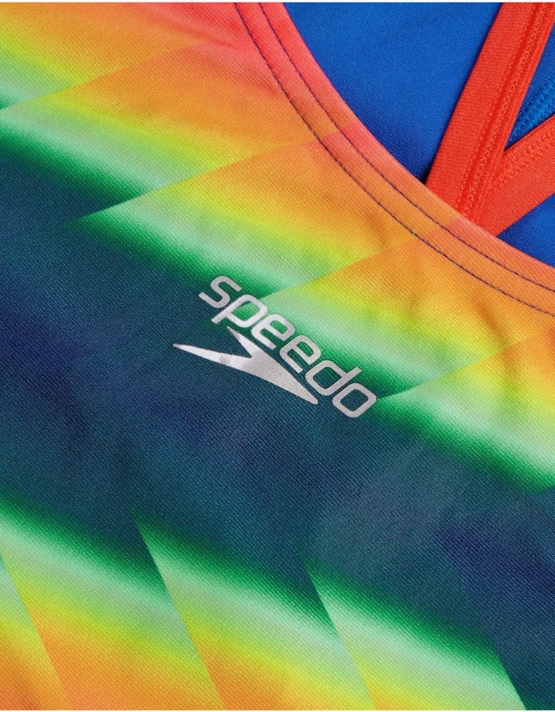 Speedo Womens/Ladies All-Over Print Cross Back One Piece Swimsuit