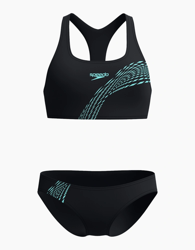 Speedo Womens/Ladies Placement Wave Pattern Bikini Set