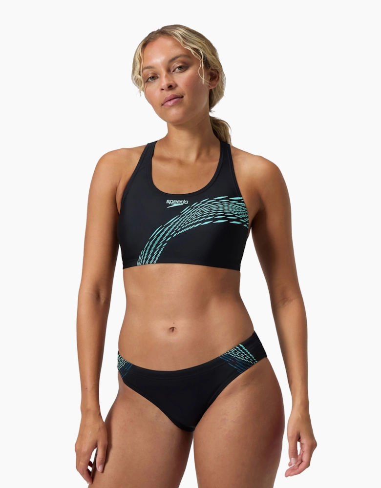 Speedo Womens/Ladies Placement Wave Pattern Bikini Set