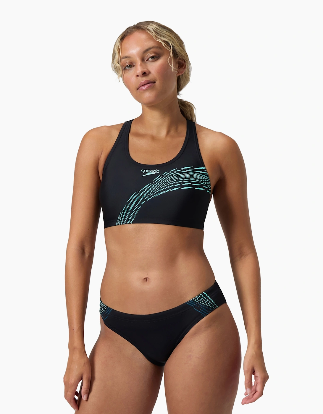 Speedo Womens/Ladies Placement Wave Pattern Bikini Set