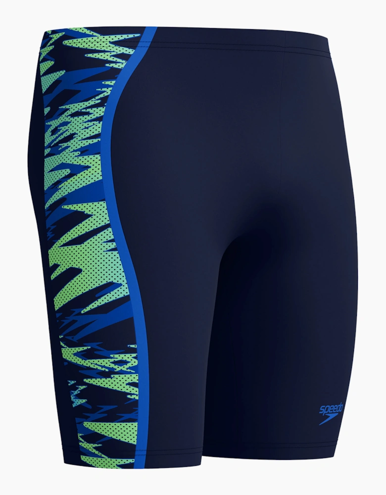 Speedo Mens Hyperboom Splice Patterned Mid Rise Jammer Shorts