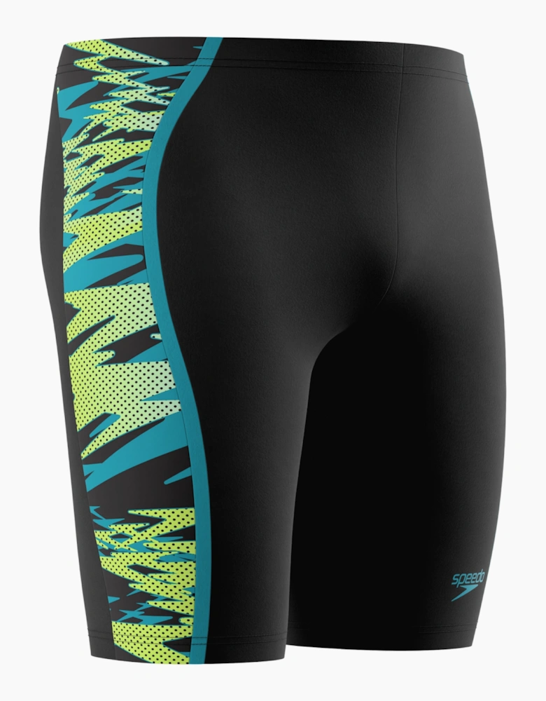 Speedo Mens Hyperboom Splice Patterned Mid Rise Jammer Shorts