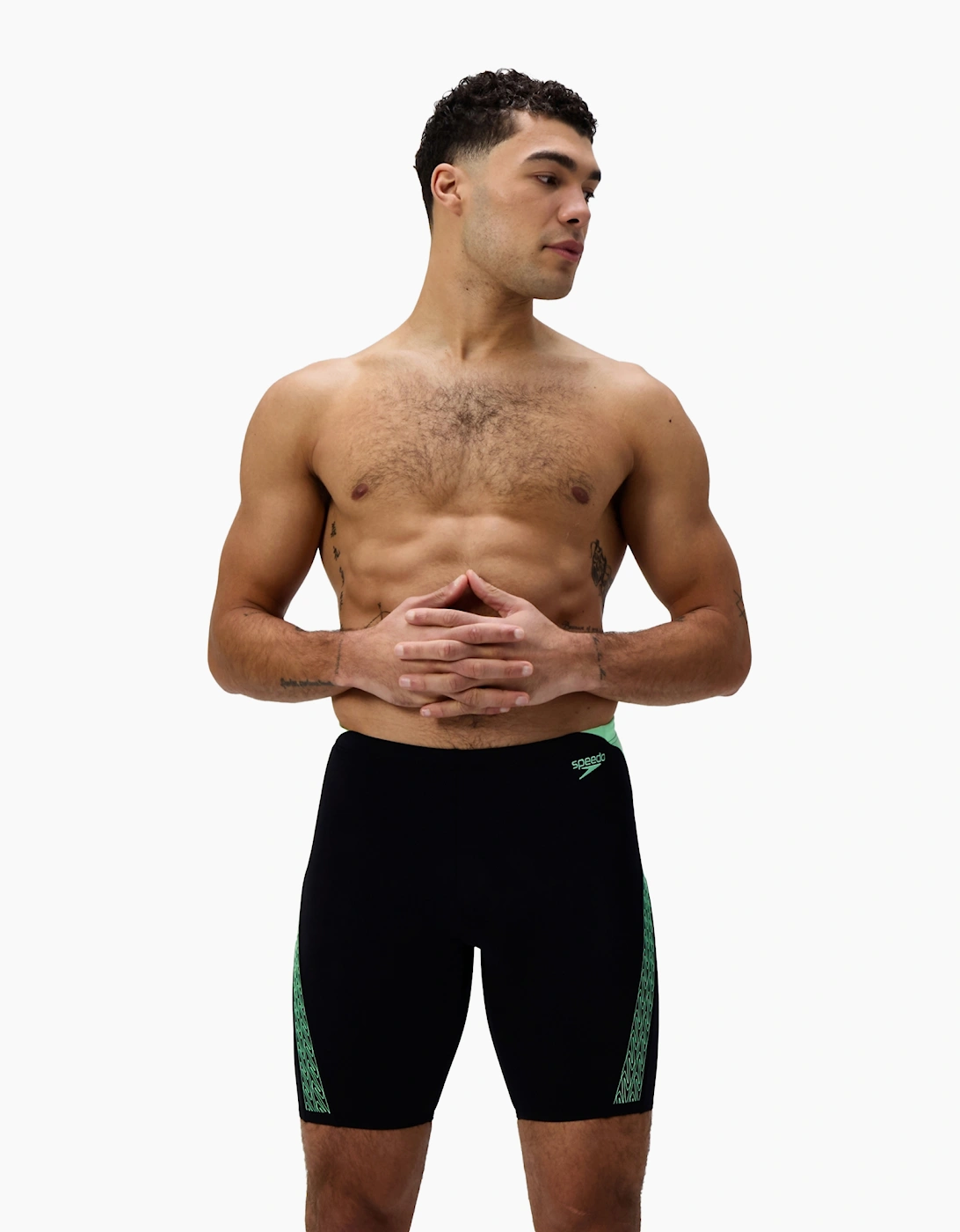 Speedo Mens Hyperboom Splice Stripe Logo Jammer Shorts
