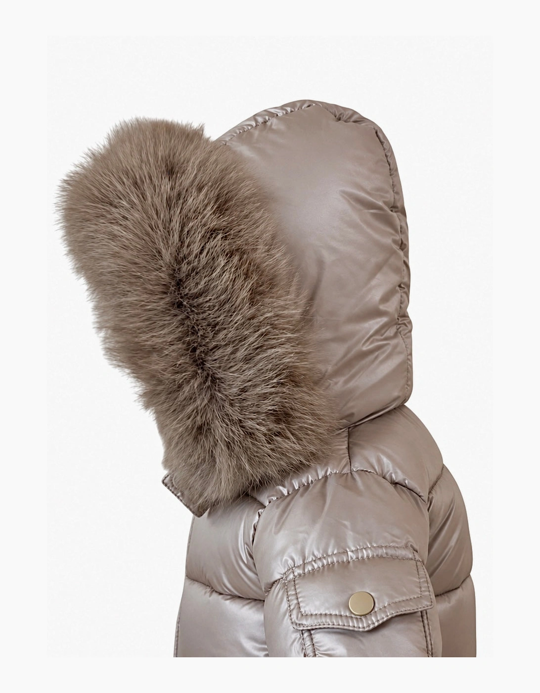 Irish Cream Faux Fur Puffer Coat