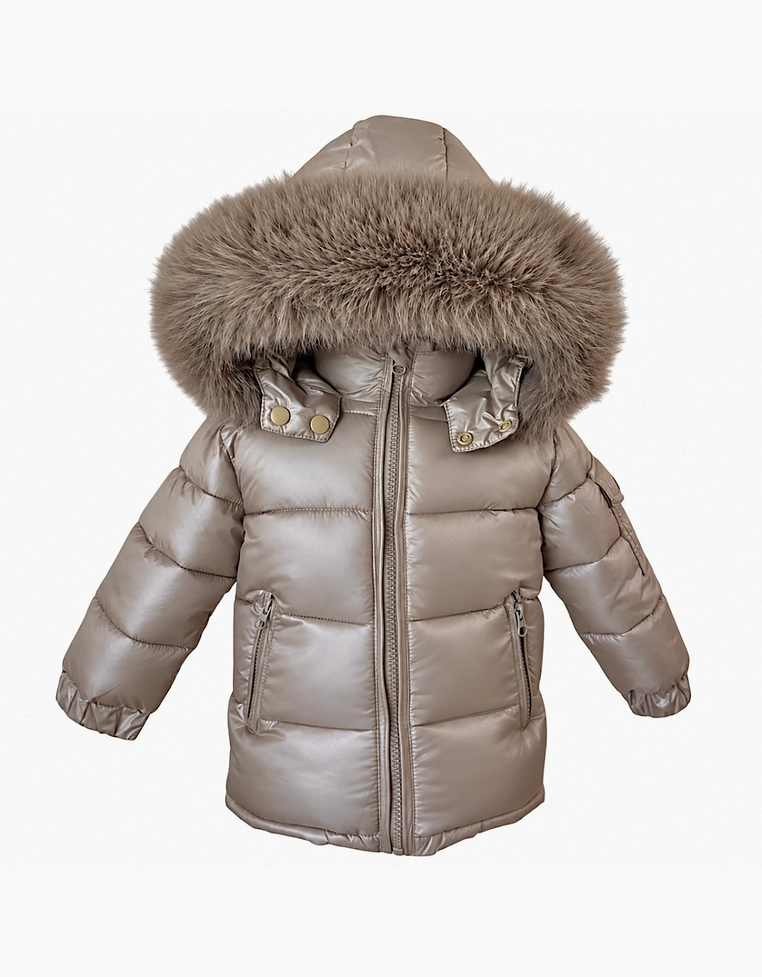 Irish Cream Faux Fur Puffer Coat