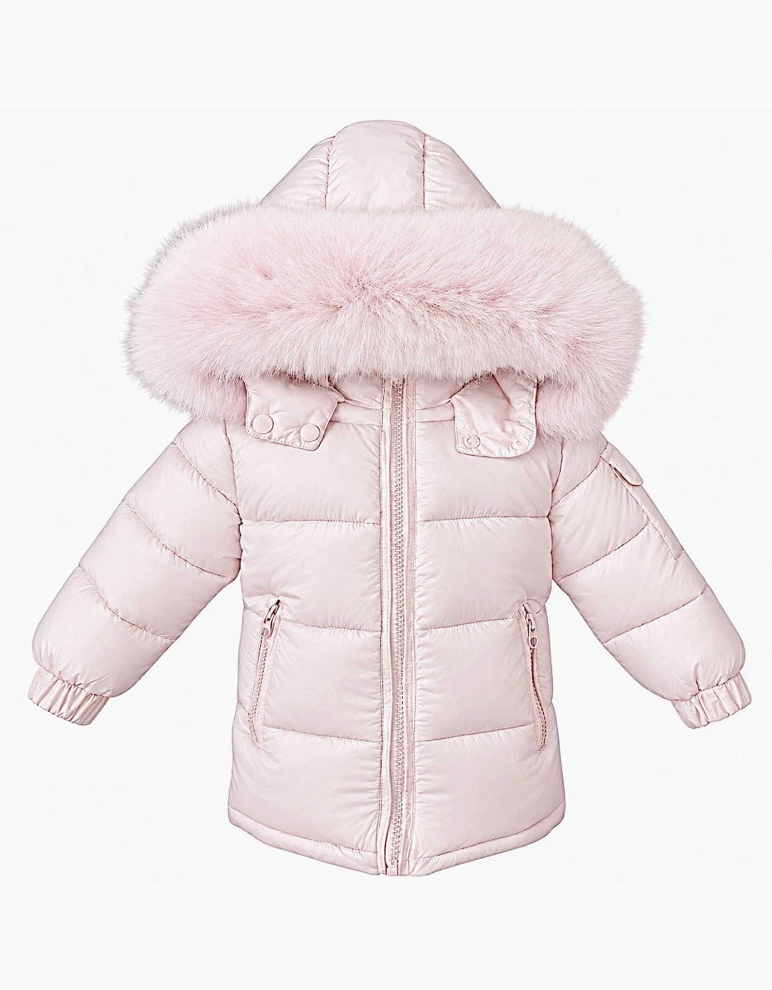 Girls Pink Faux Fur Puffer Coat