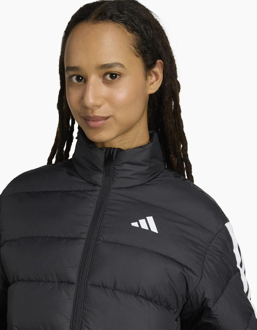 Three Stripes Zipped Pocket Horizontal Stitching Puffer Jacket