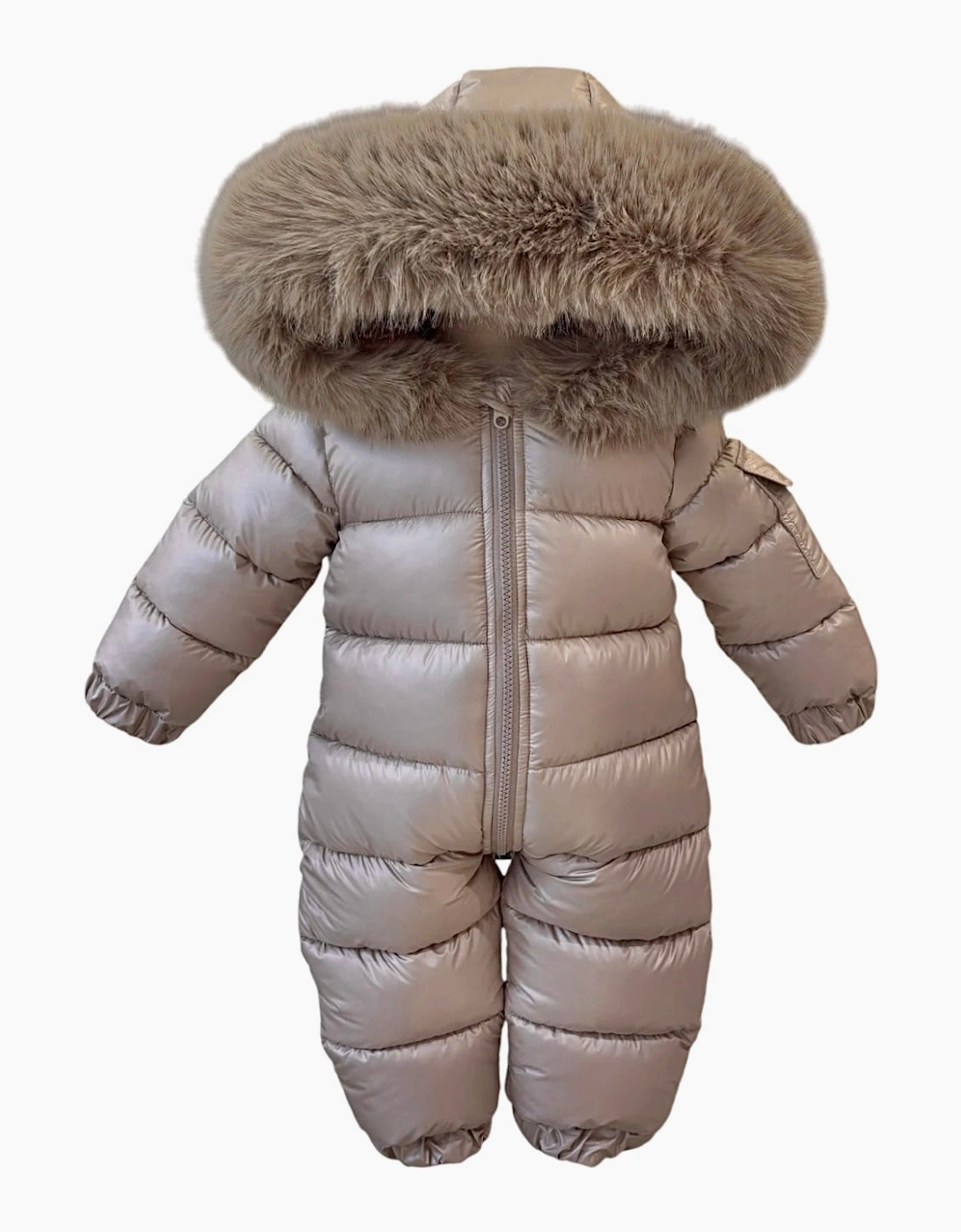 Irish Cream Faux Fur Puffer Snowsuit