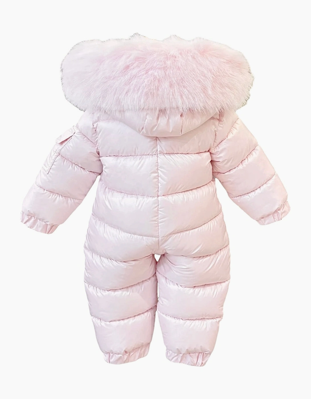 Girls Pink Faux Fur Puffer Snowsuit