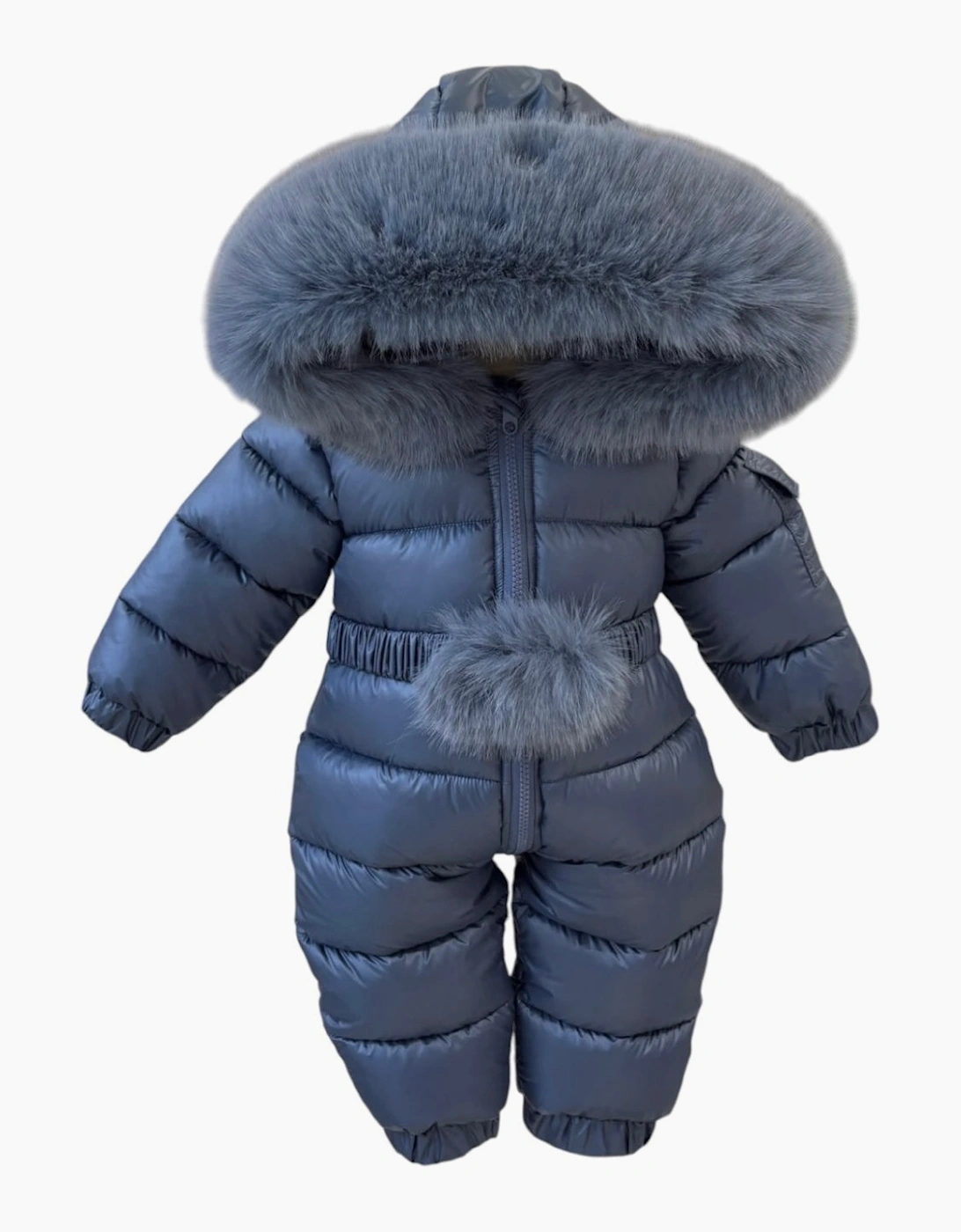 Boys Navy Blue Faux Fur Puffer Snowsuit
