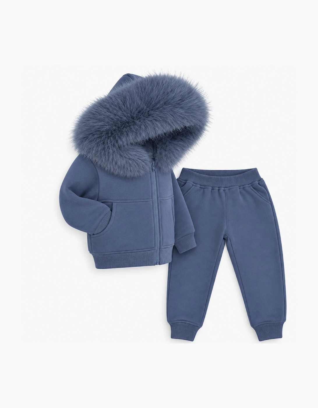 Boys Navy Blue Faux Fur Tracksuit