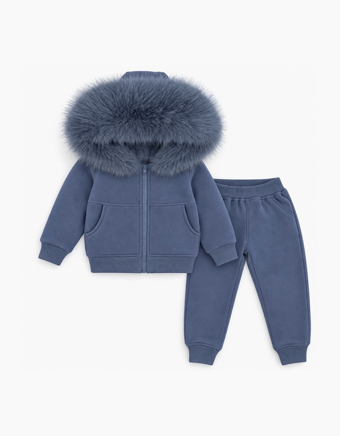 Boys Navy Blue Faux Fur Tracksuit
