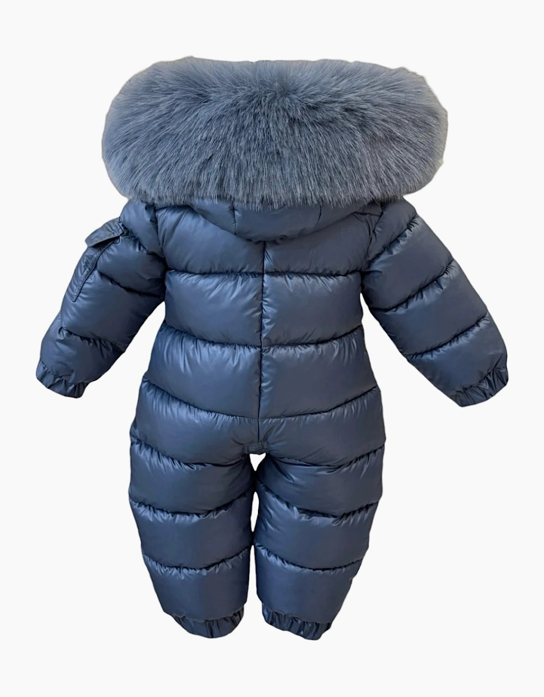 Boys Navy Blue Faux Fur Puffer Snowsuit
