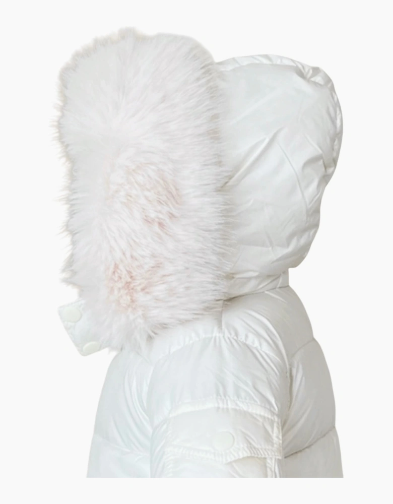 Cream Faux Fur Puffer Coat