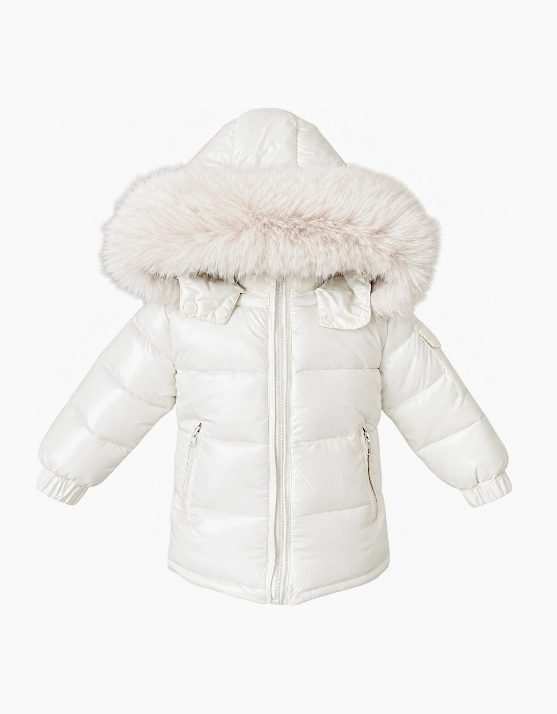 Cream Faux Fur Puffer Coat