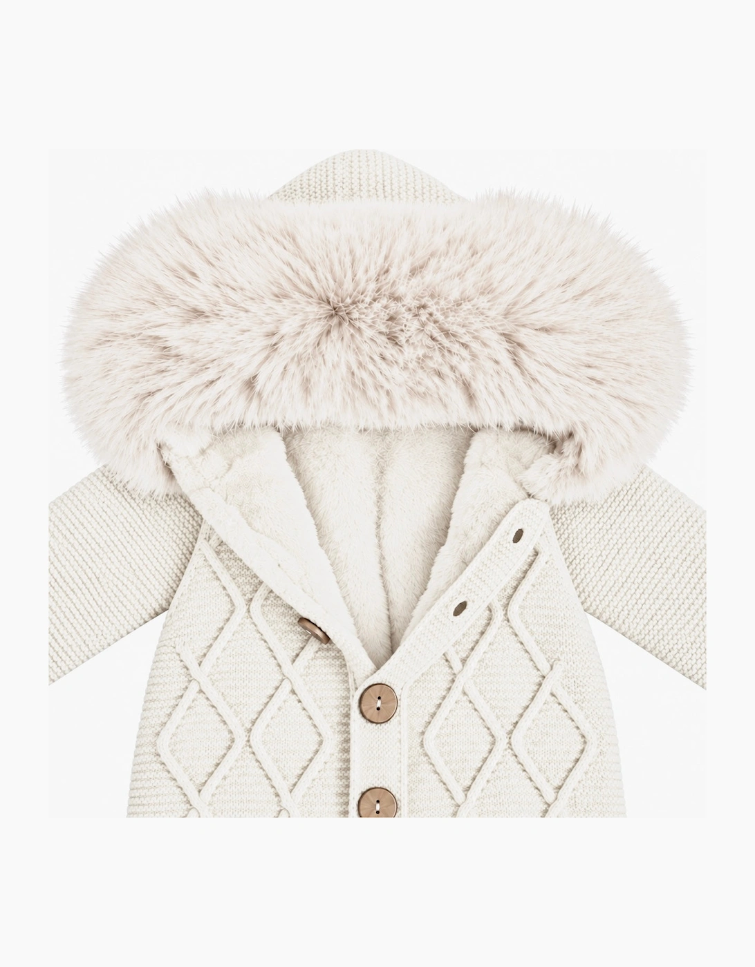 Cream Knit Faux Fur Pramsuit