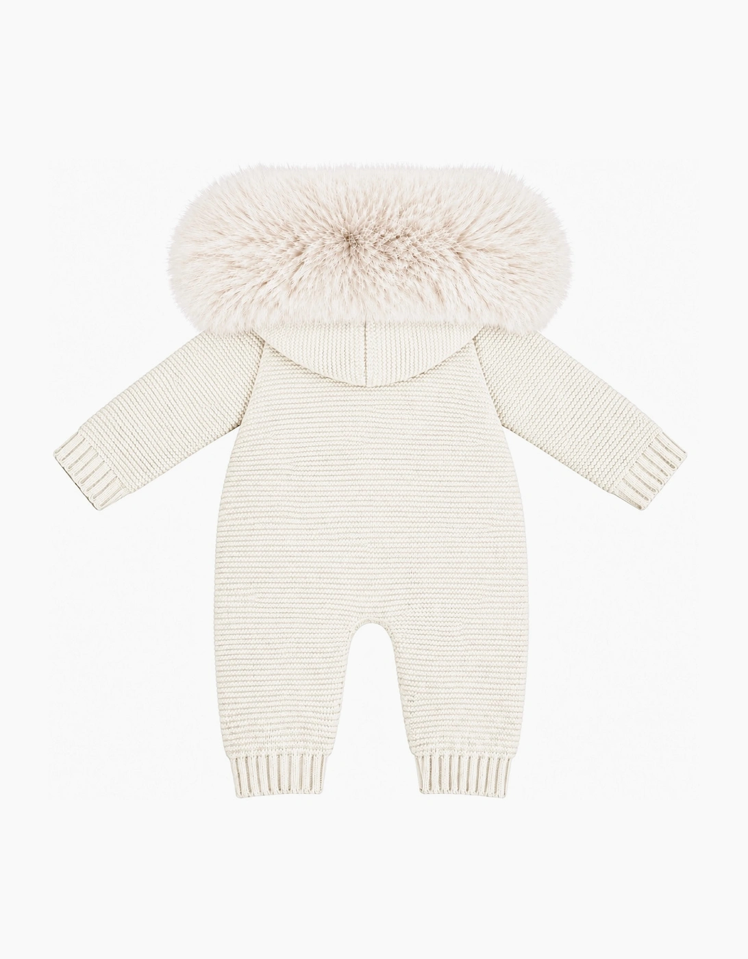 Cream Knit Faux Fur Pramsuit