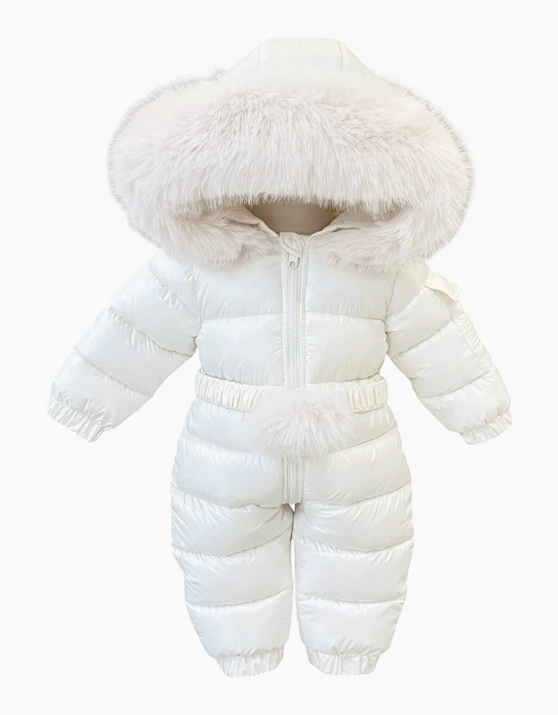 Cream Faux Fur Puffer Snowsuit