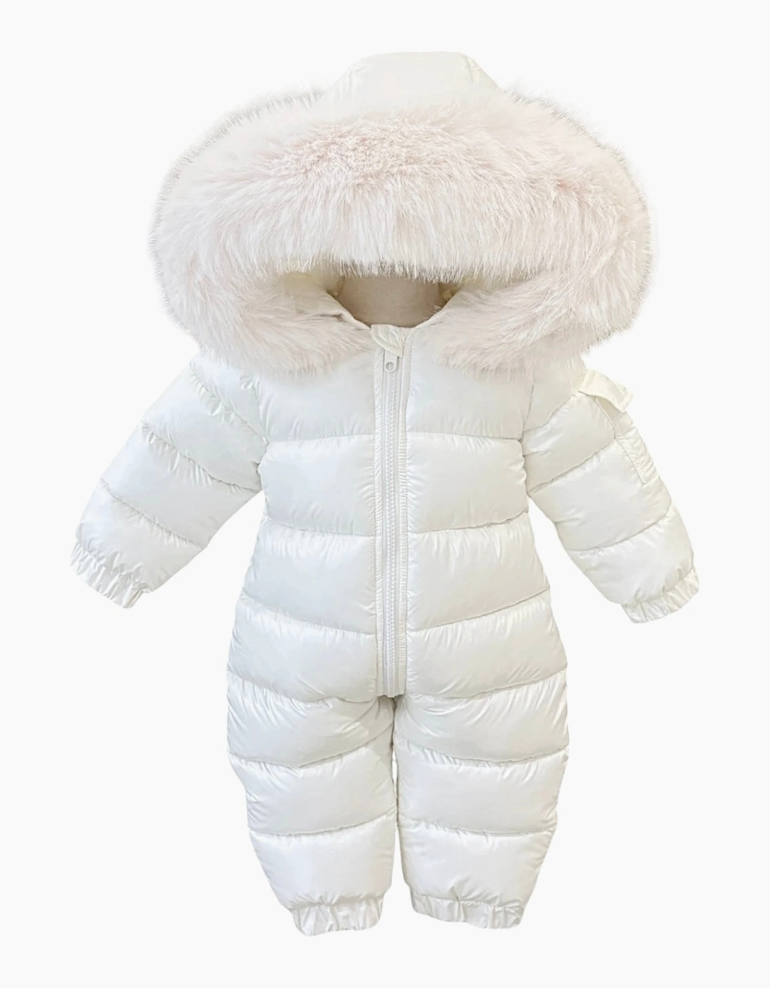 Cream Faux Fur Puffer Snowsuit