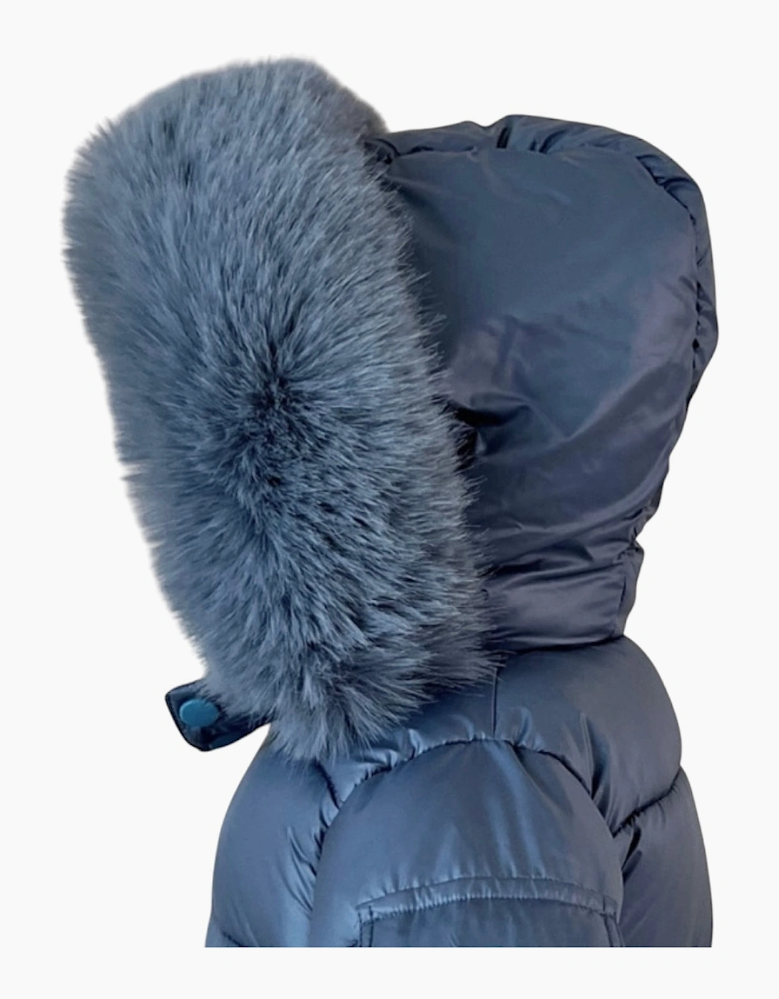 Boys Navy Blue Faux Fur Puffer Coat