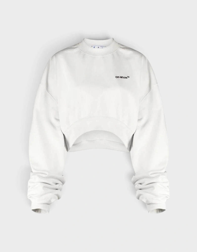 Logo Cropped Over Crewneck White Black
