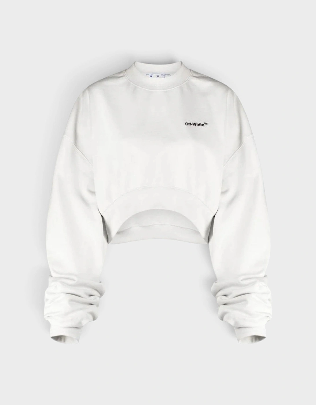 Logo Cropped Over Crewneck White Black