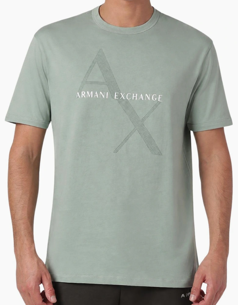 Cotton Printed Logo Granite Green T-Shirt