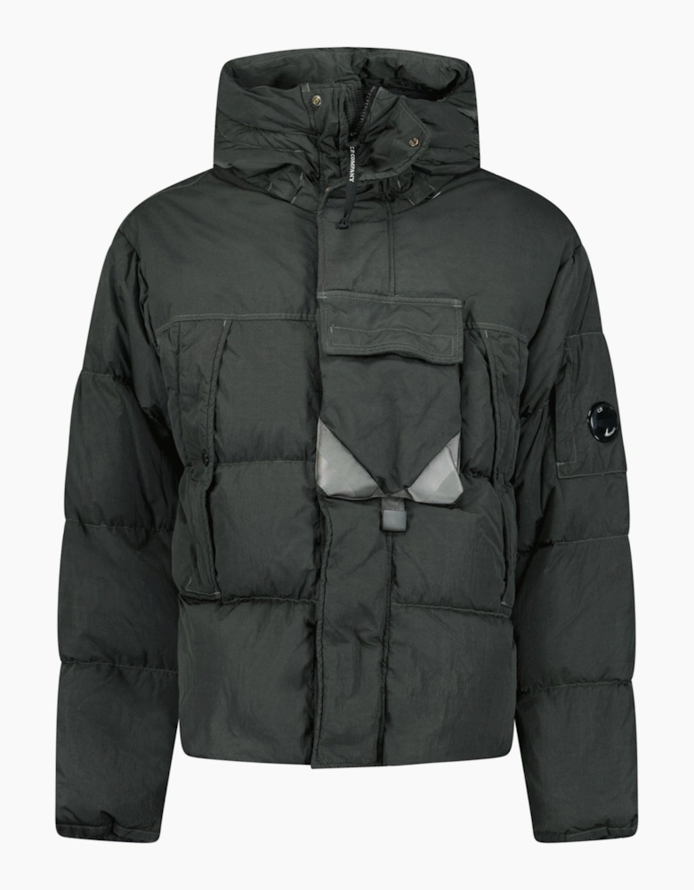 CP Company Eco-Chrome R Mixed Hooded Down Jacket in Dark Shadow