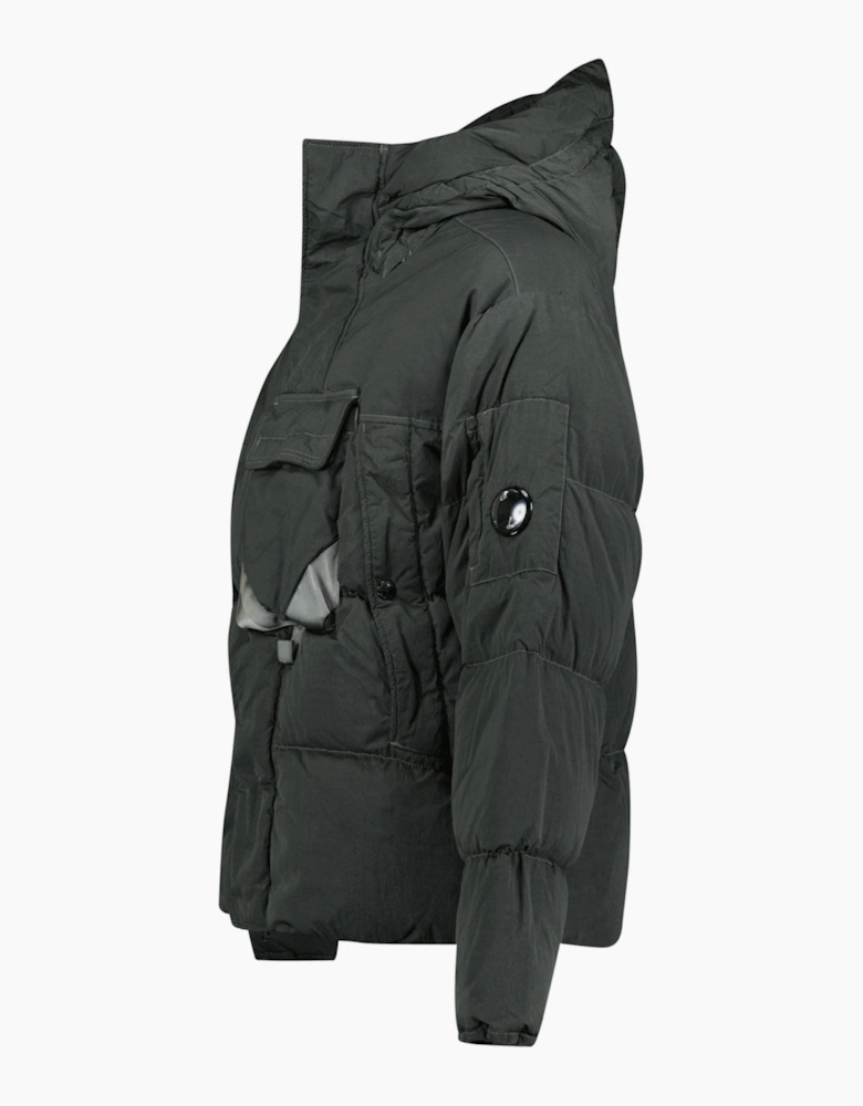 CP Company Eco-Chrome R Mixed Hooded Down Jacket in Dark Shadow