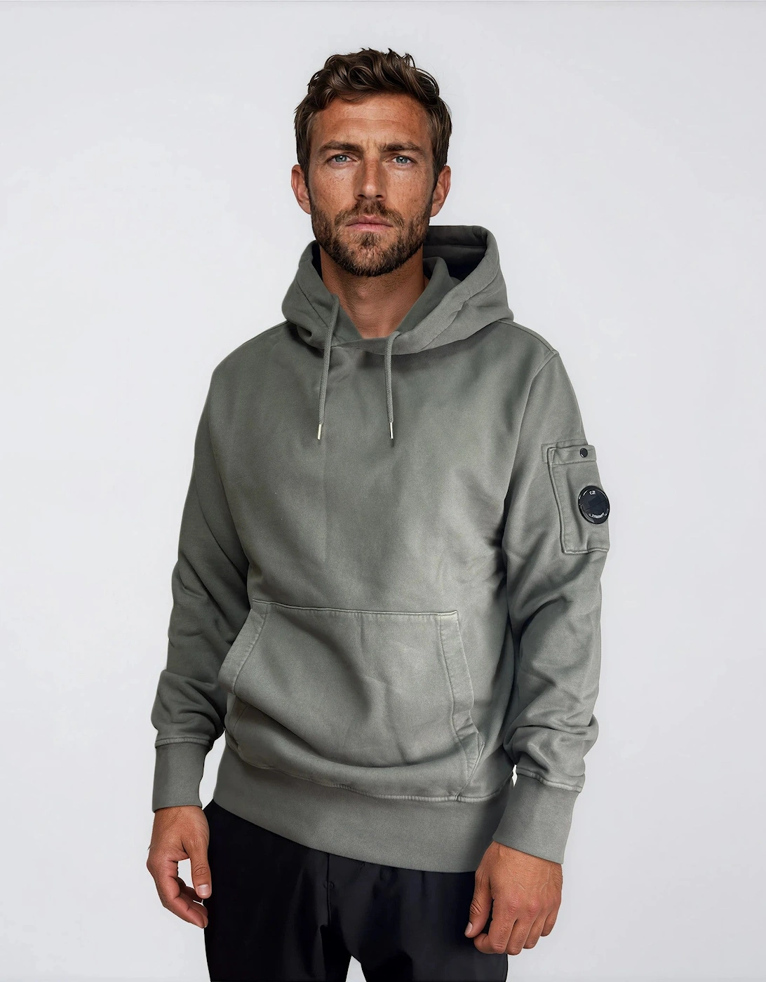 CP Company Pocket Lens Diagonal Emerized Hoodie Gunmetal