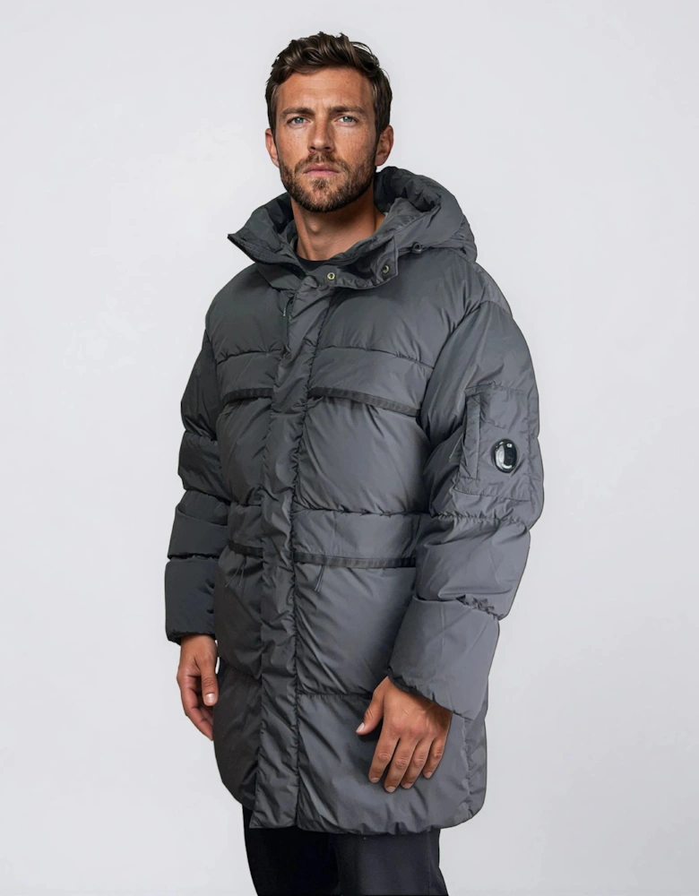 CP Company Nycra-R Hooded Long Down Jacket Dark Shadow