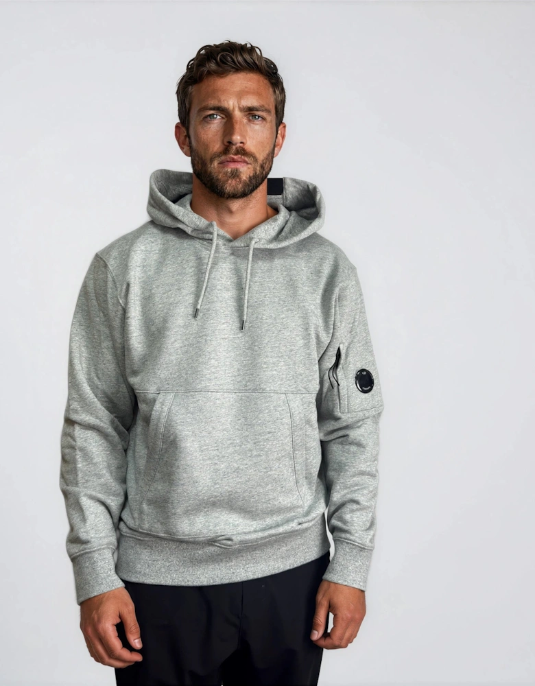 CP Company Micro Lens Diagonal Raised Hoodie Grey Stone