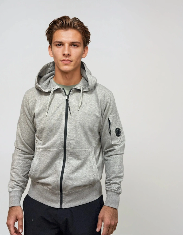 CP Company Light Fleece Lens Zip Hoodie Grey