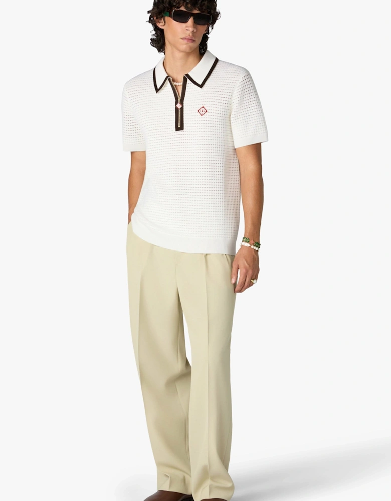 Waffle Stitch Polo Shirt Cream