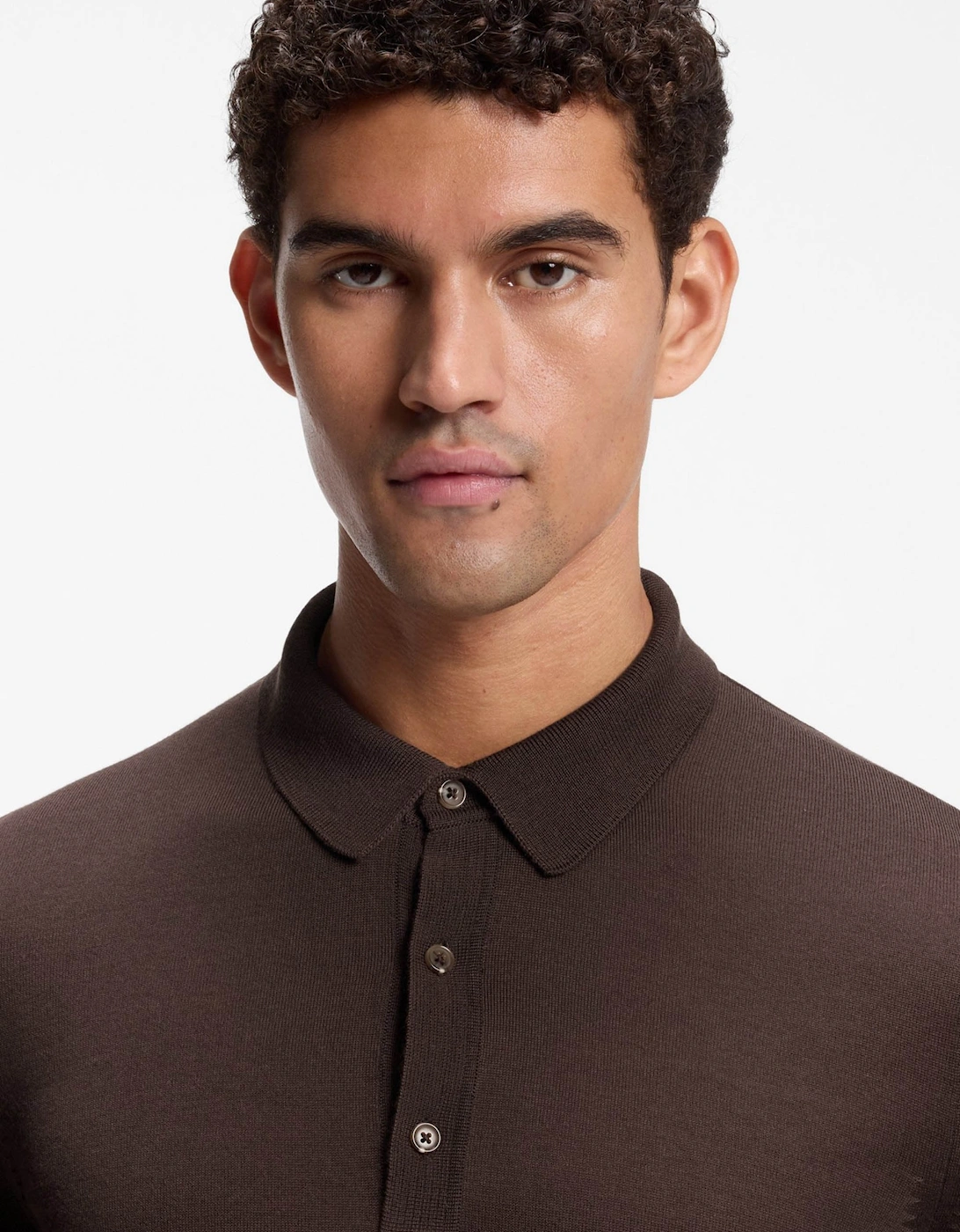 H Lancione Knitted Polo Brown