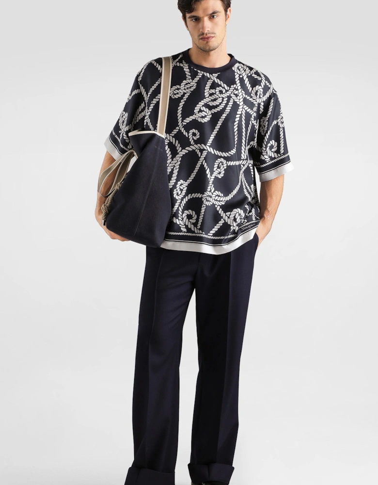 Rope Print T-Shirt Navy