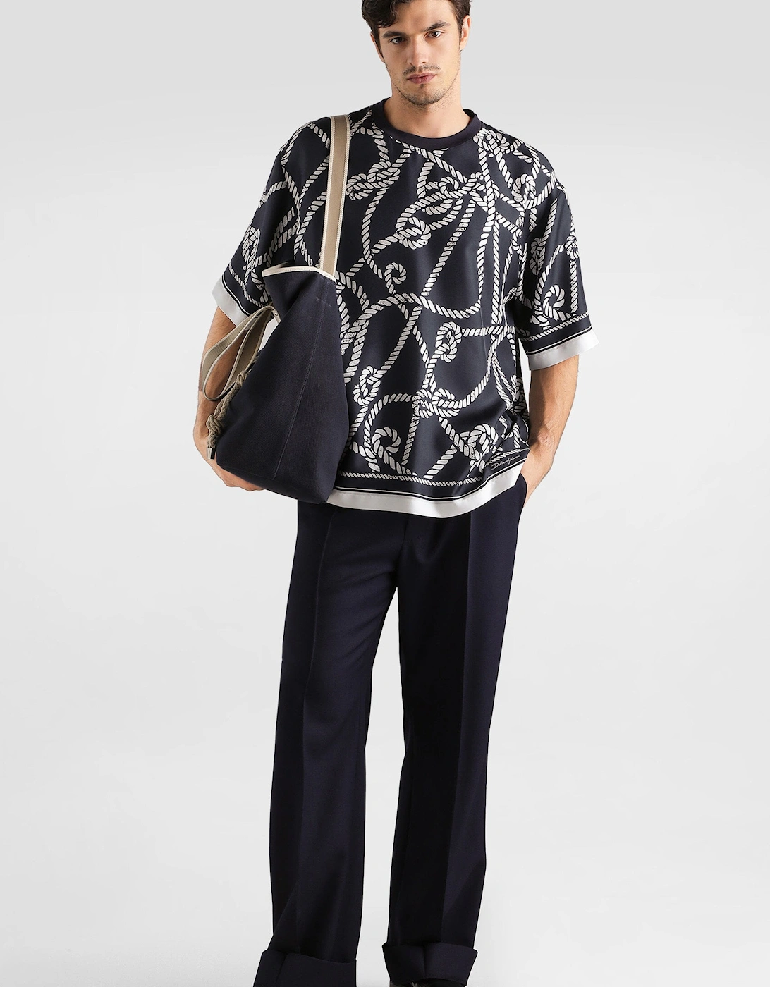 Rope Print T-Shirt Navy