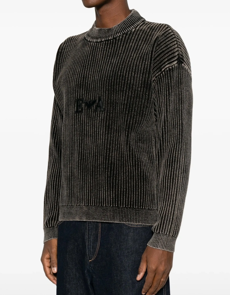 Ribbed Branded Sweater Brown