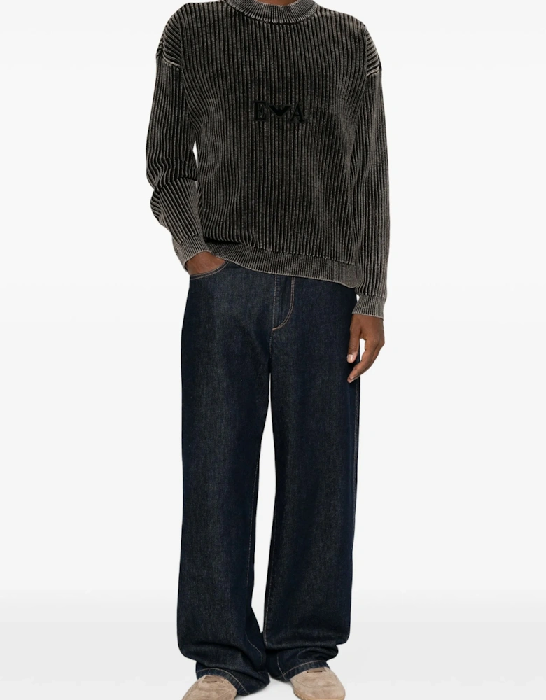 Ribbed Branded Sweater Brown