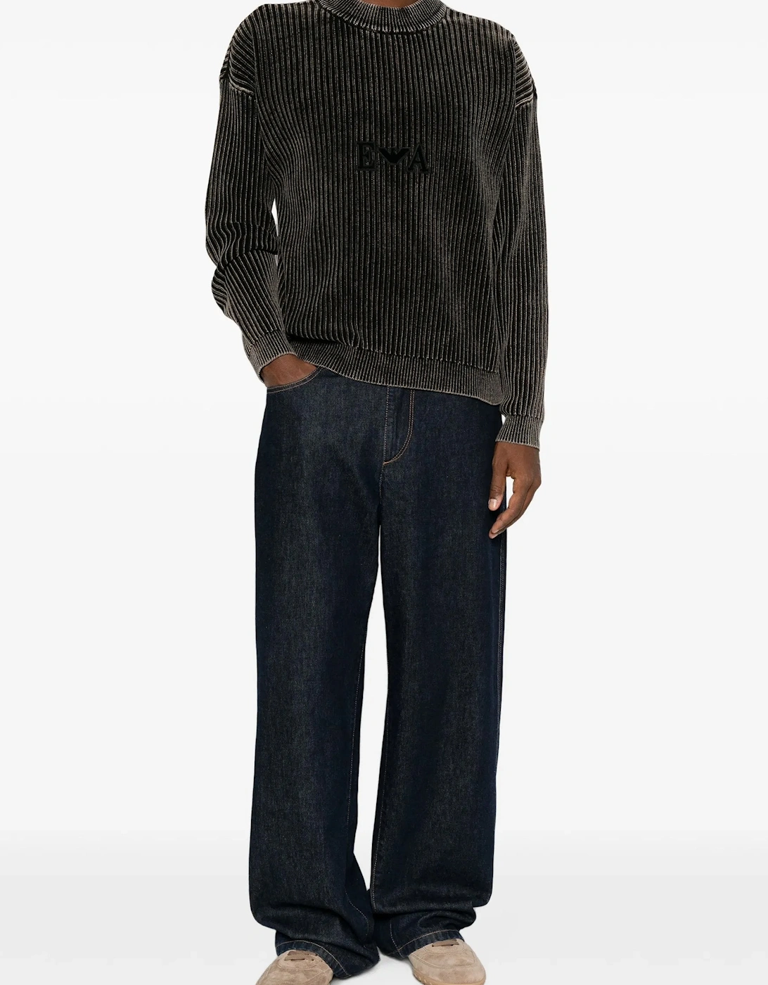 Ribbed Branded Sweater Brown