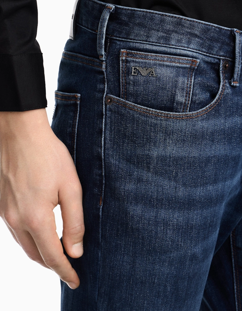Washed 5 Pocket Jeans J06 Navy