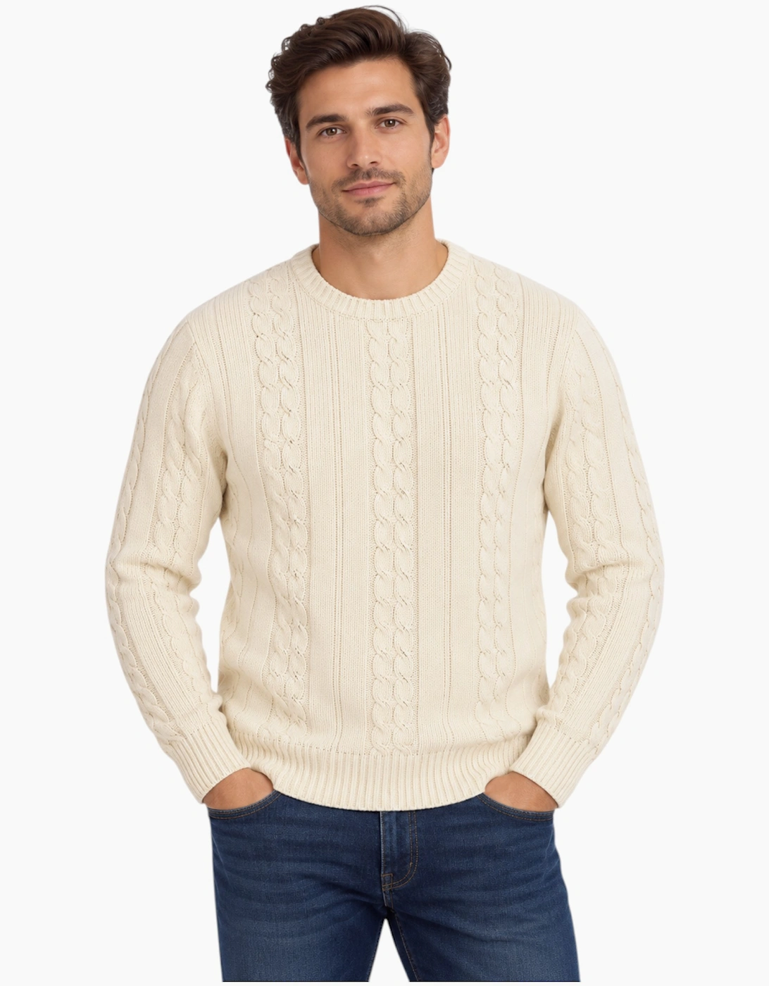 M&S Mens Cable Knit Sweatshirt Cotton Warm Jumper