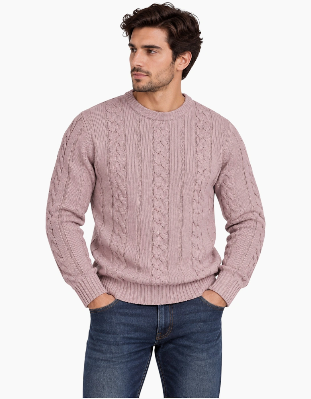 M&S Mens Cable Knit Sweatshirt Cotton Warm Jumper